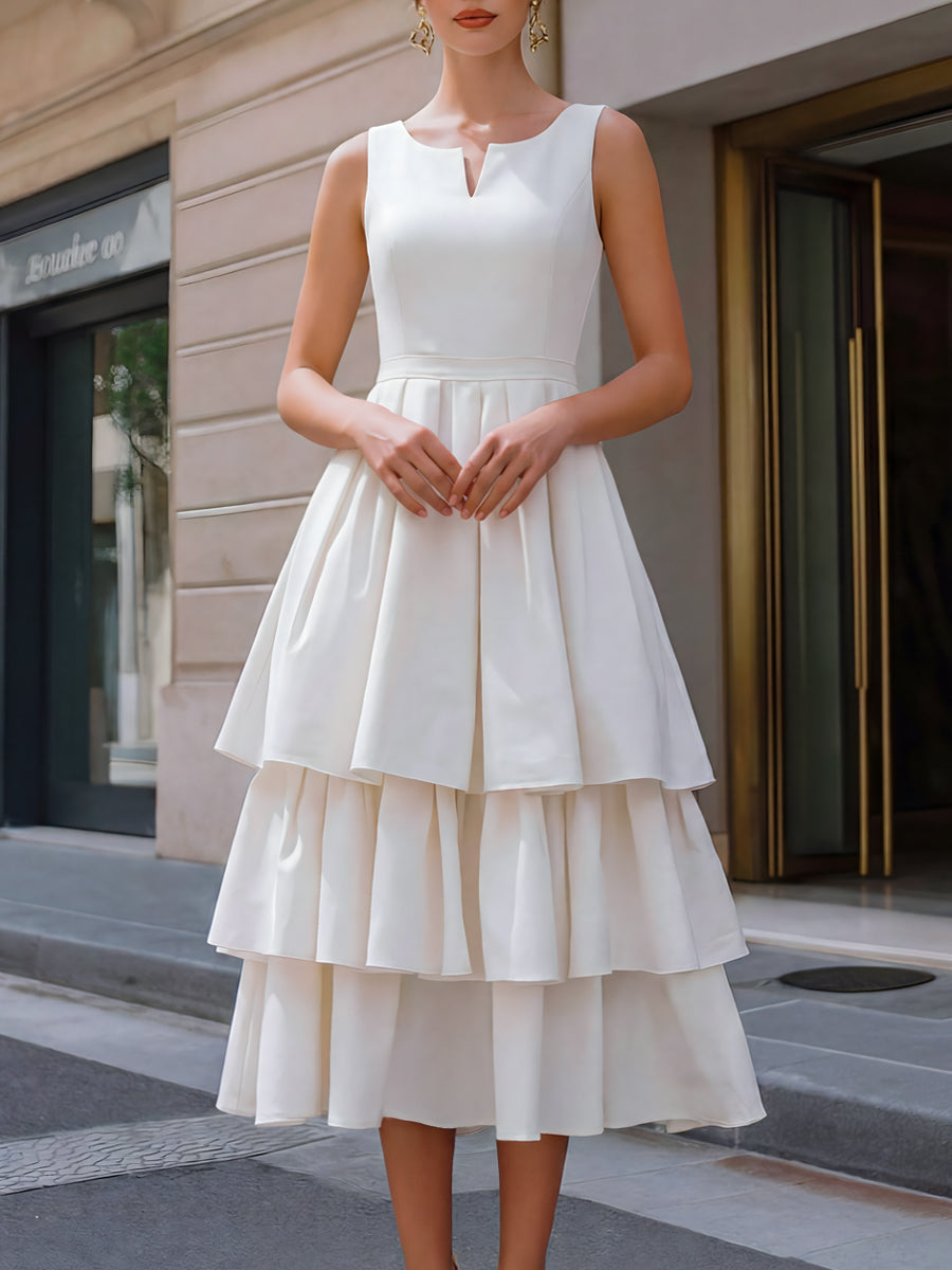 Sleeveless Tiered Ruffle Midi Dress - Clova Women's Fashion