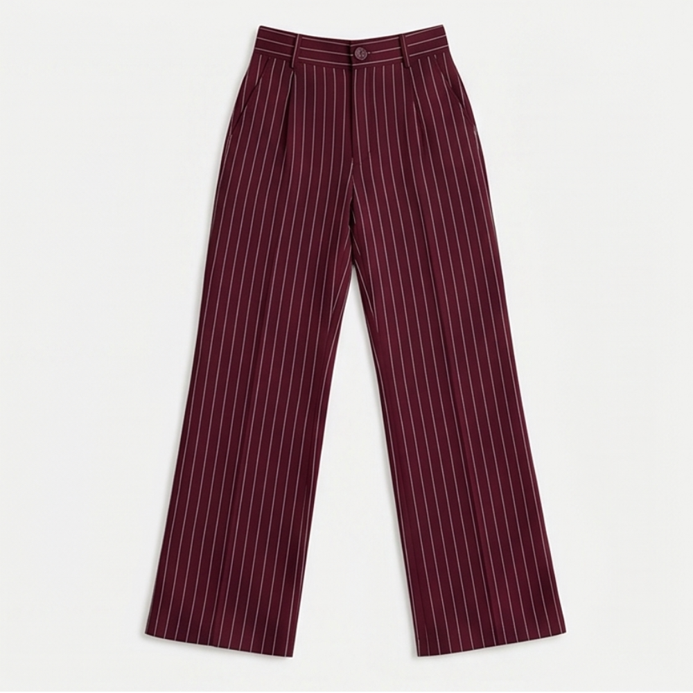 Solène High-Waisted Striped Wide-Leg Trousers for Effortless Polish — View 14 | Clova
