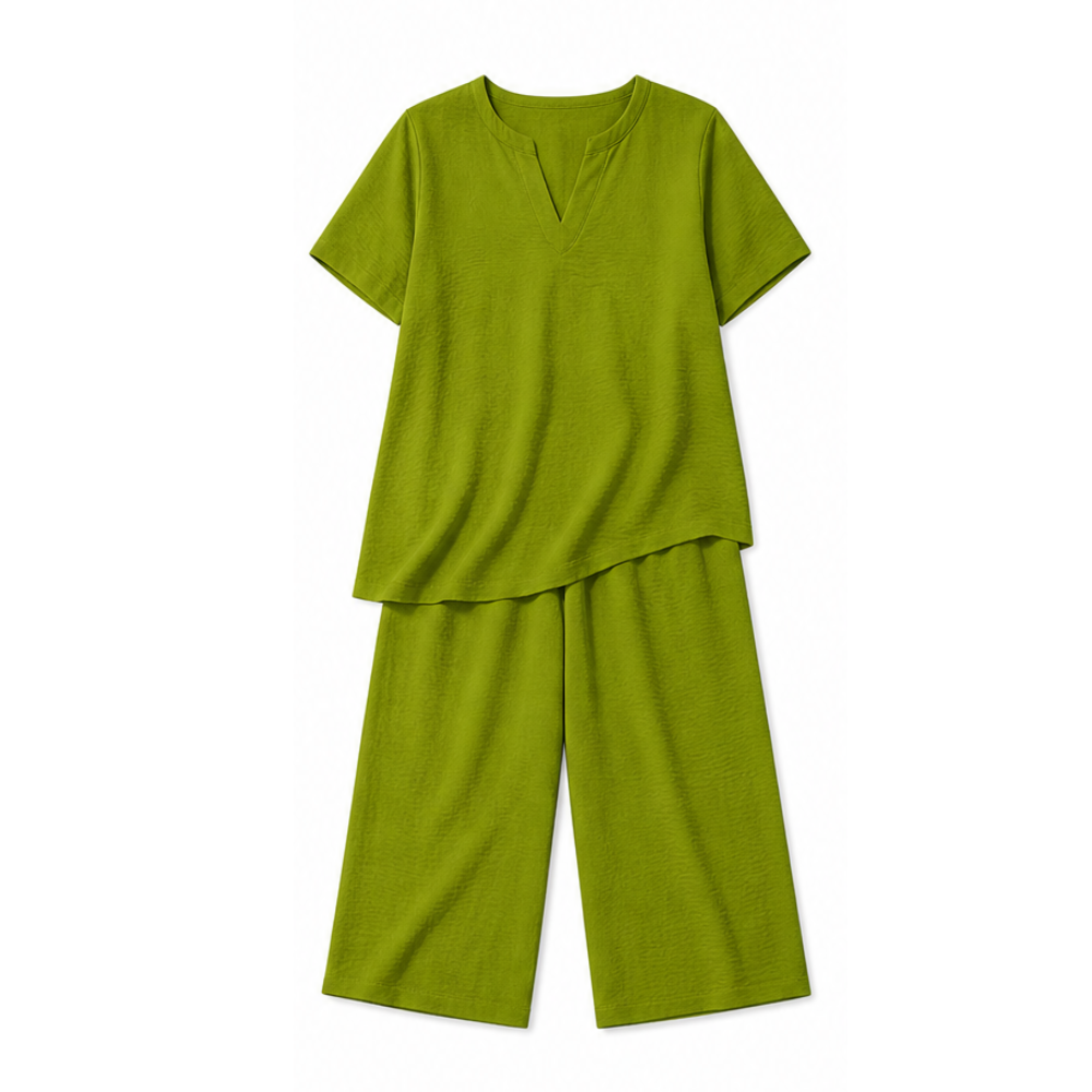 Relaxed Two-Piece Set with Wide-Leg Pants — View 14 | Clova