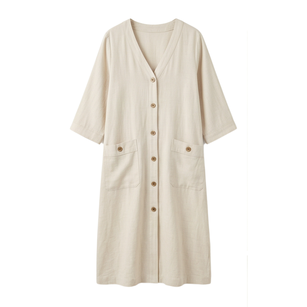 Button-Front Midi Dress — View 12 | Clova
