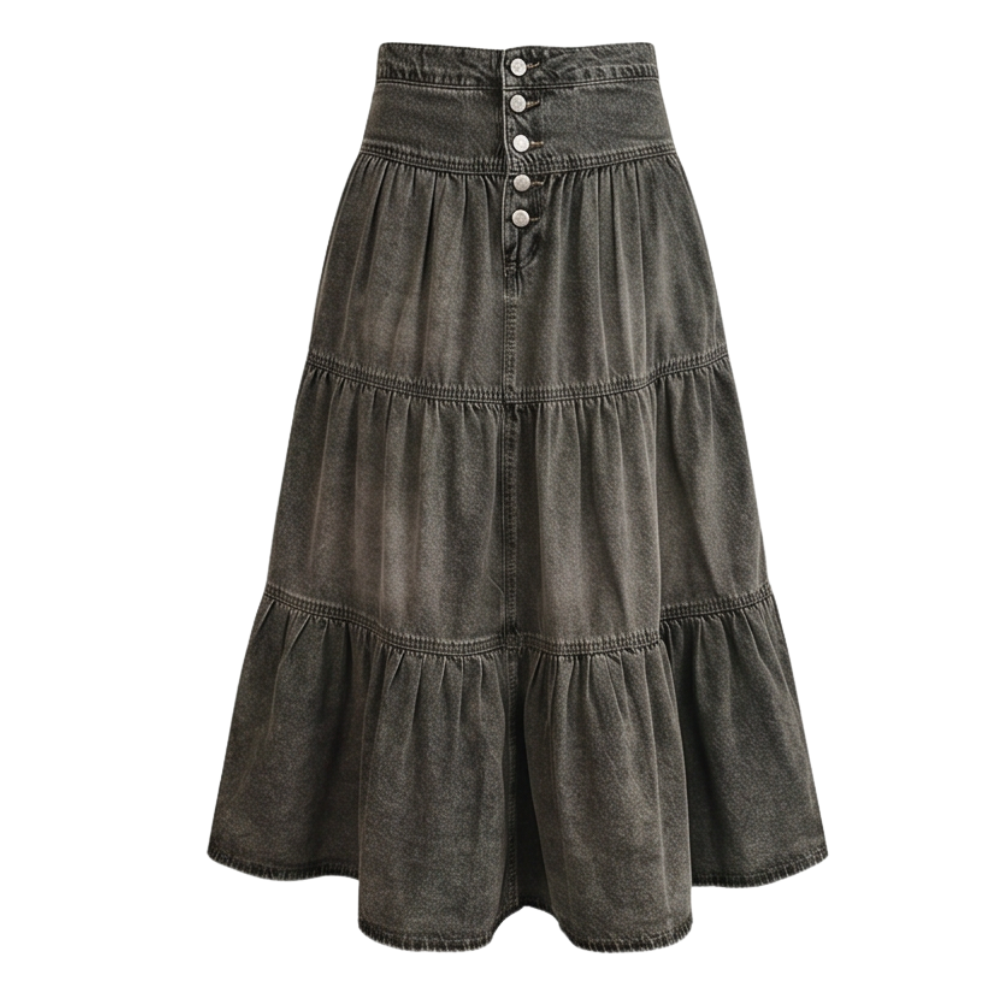 Soft Button-Front Maxi Skirt — View 16 | Clova