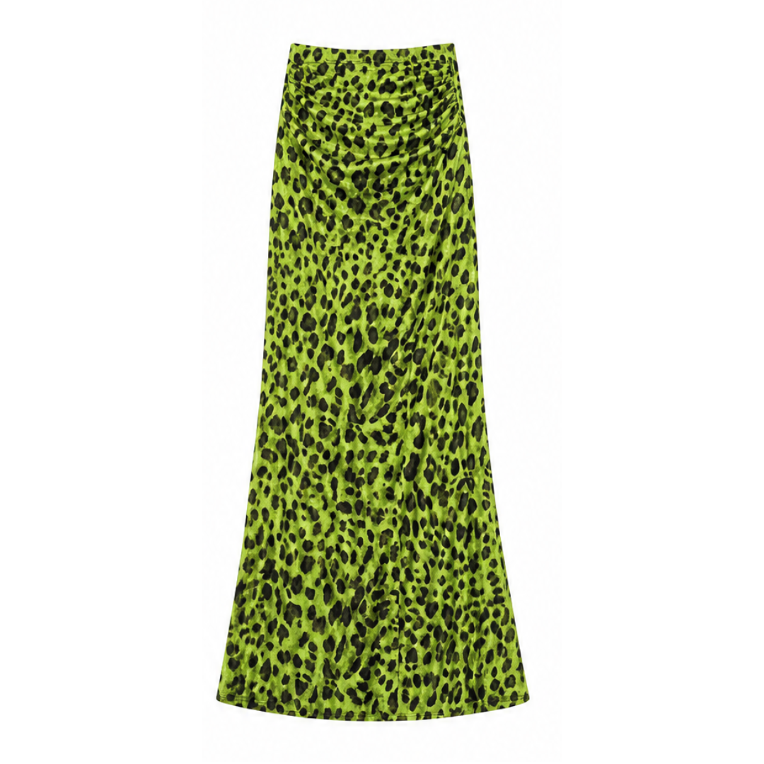 Curvy-Fit Leopard Print Maxi Skirt — View 11 | Clova