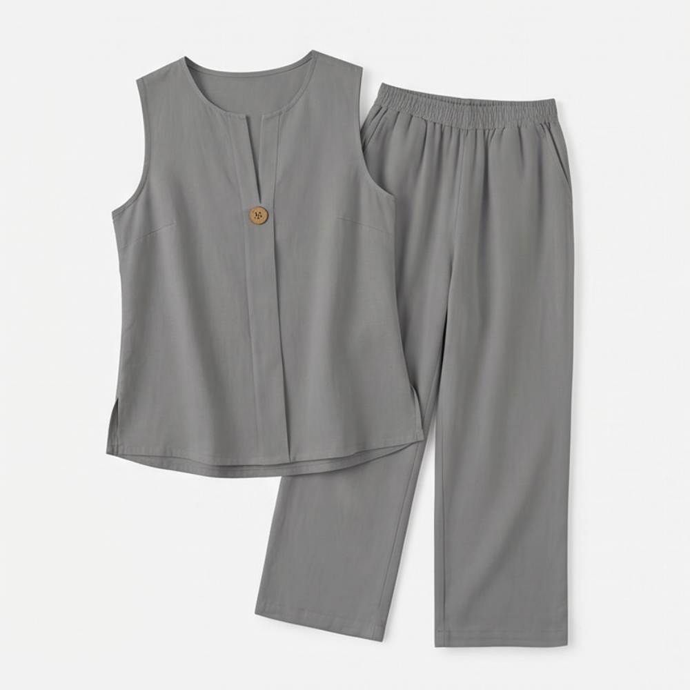 Lunavia Sleeveless Linen Co-Ord Set with Wide-Leg Pants — View 14 | Clova