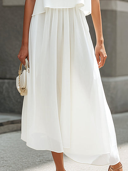 Layered Sleeveless Chiffon Top & Skirt Two-Piece Set - Style View 3 | Clova