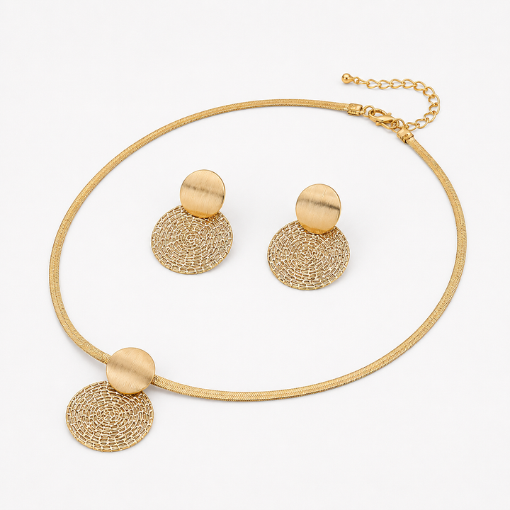 Textured Necklace and Earring Set