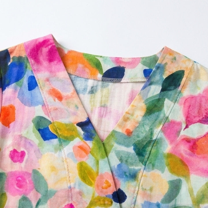 Painted Floral Plus-Size Midi Dress