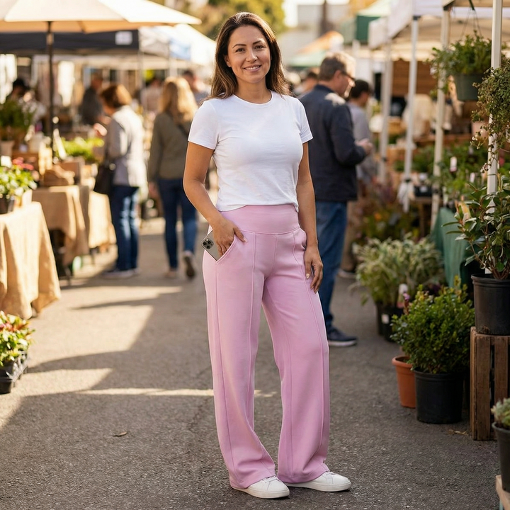 Wide Leg High Waist Stretch Pants