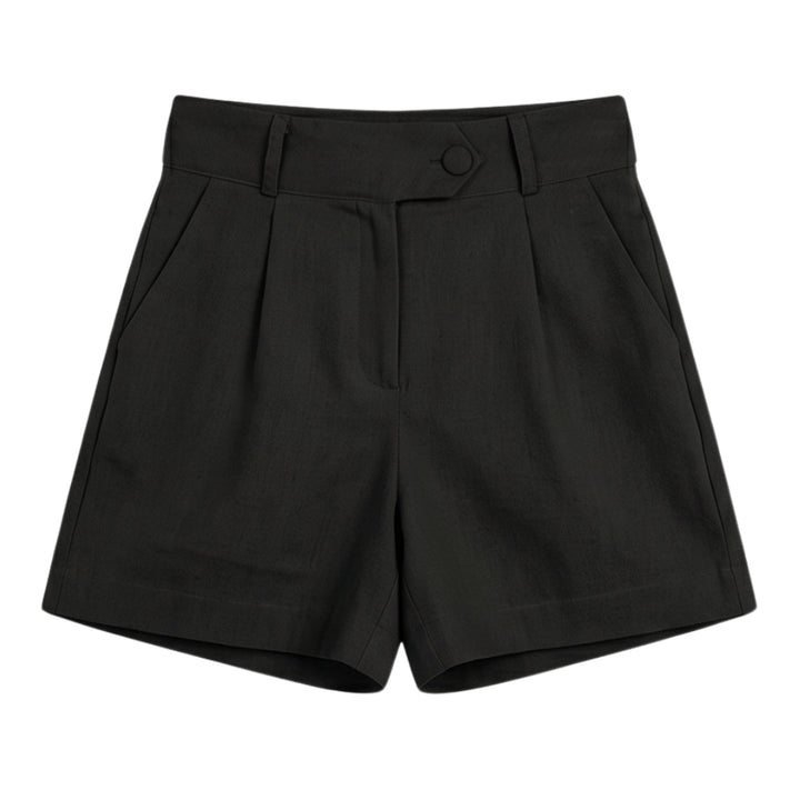 High-Waist Pleated Tailored Shorts
