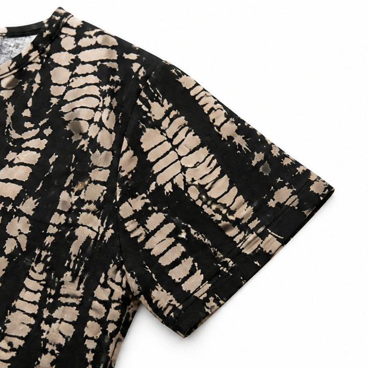 Printed A-Line Shift Dress with Short Sleeves &amp; Buttons
