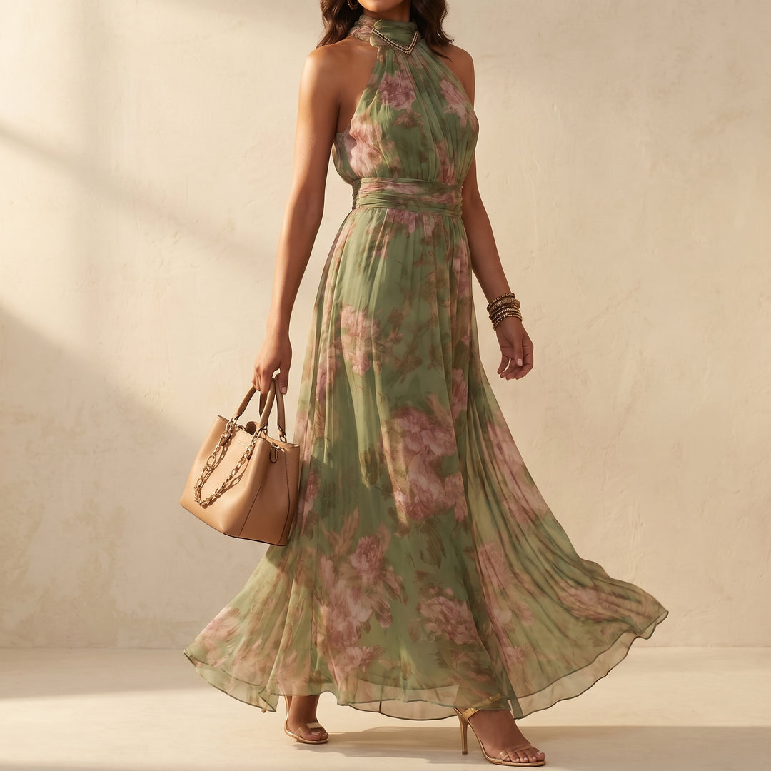 FLOWY SAGE FLORAL SUMMER MAXI