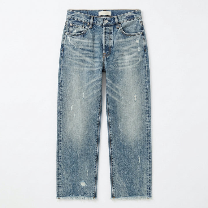 Retro Fringed Cropped Straight Leg Jeans