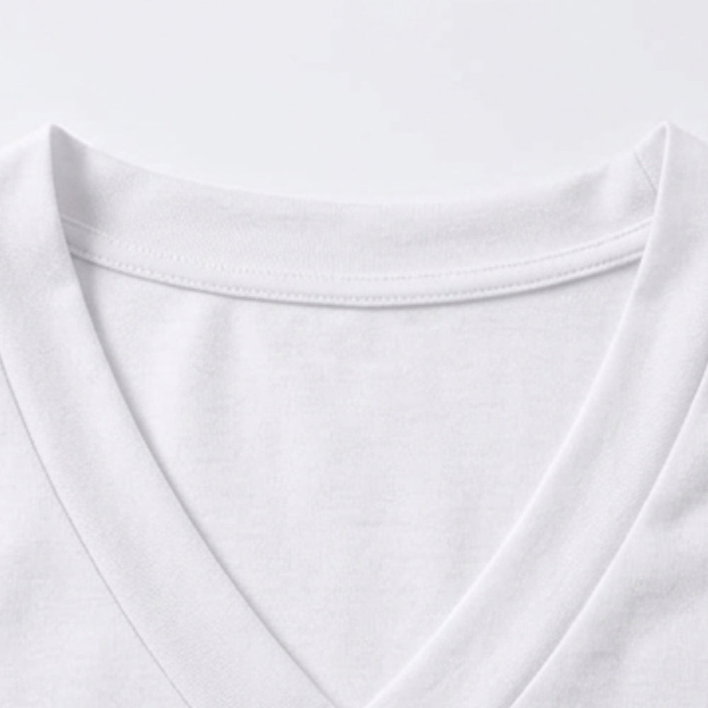 Soft V-Neck Tee with Rolled Cuffs