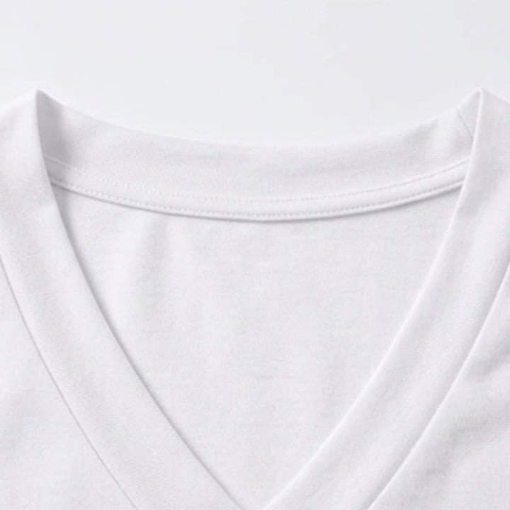 Soft V-Neck Tee with Rolled Cuffs
