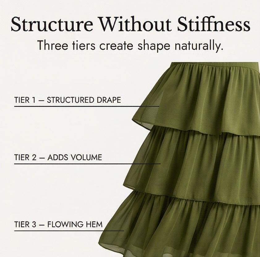 Flowing Tiered Chiffon Maxi Dress