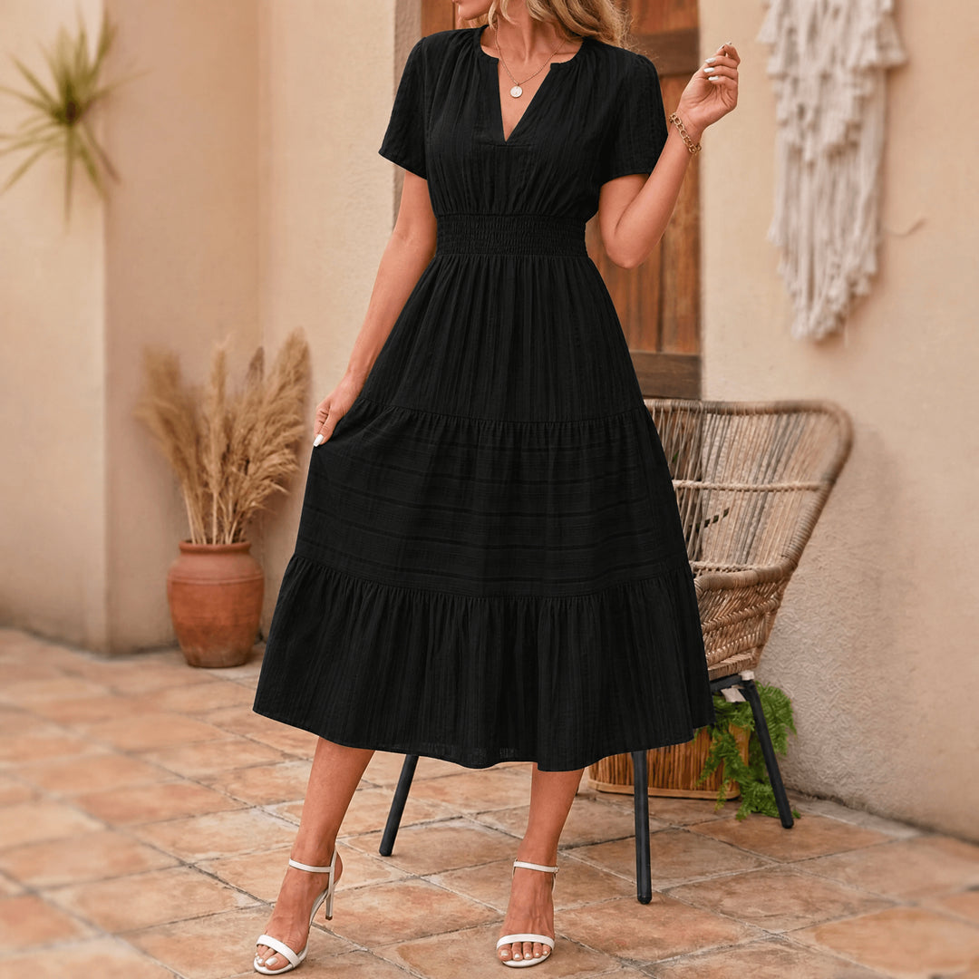 Flowing V Neck Summer Maxi Dress