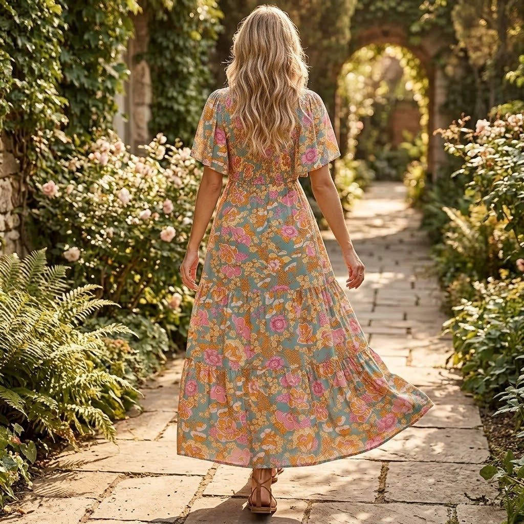 Smocked Floral Maxi Dress for Spring