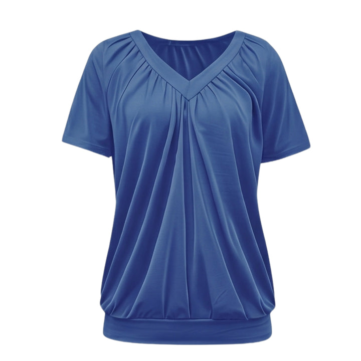Pleated V Neck Blouson Top