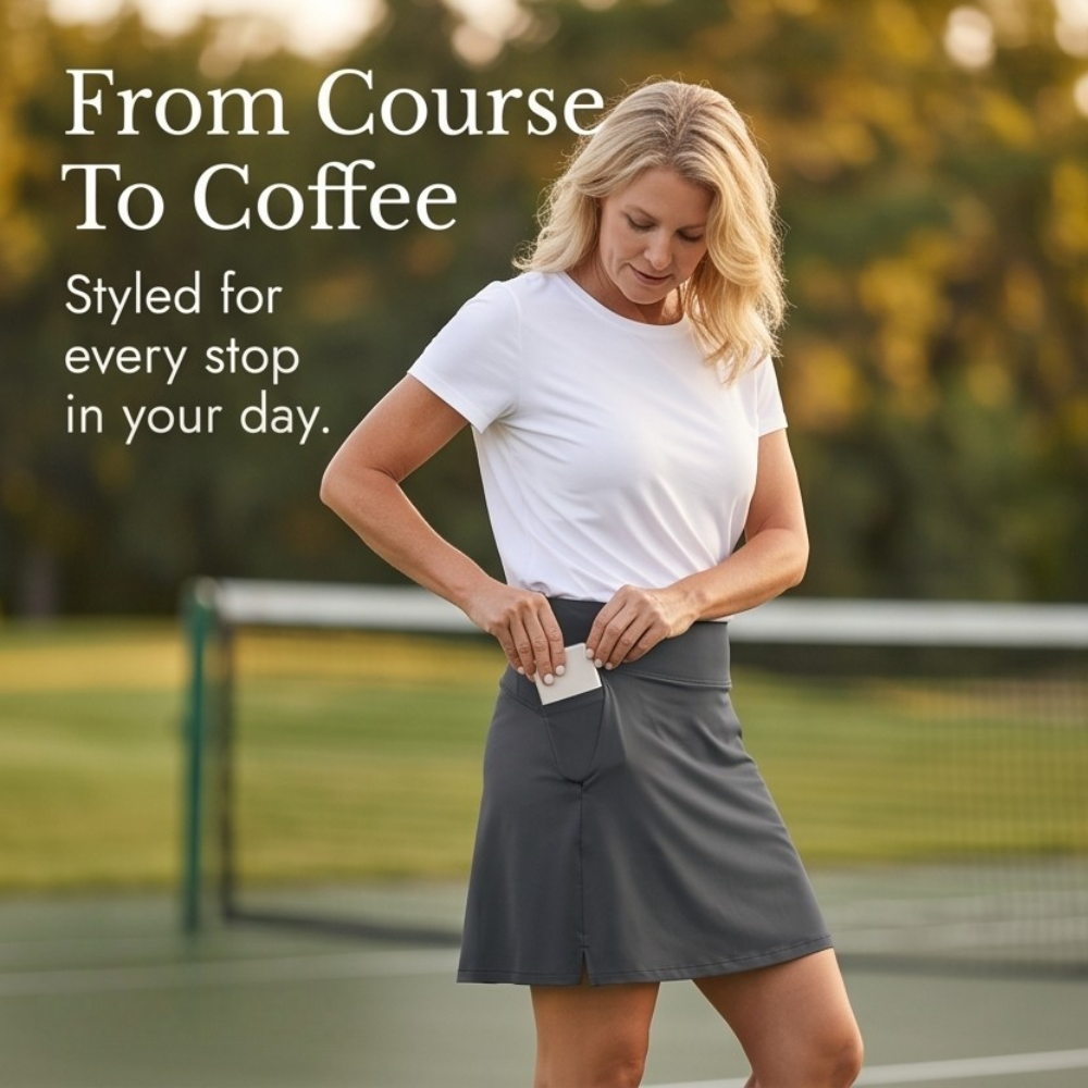 Knee-Length Skort with Built-In Shorts — View 10 | Clova