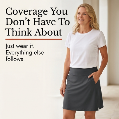 Knee-Length Skort with Built-In Shorts — View 11 | Clova