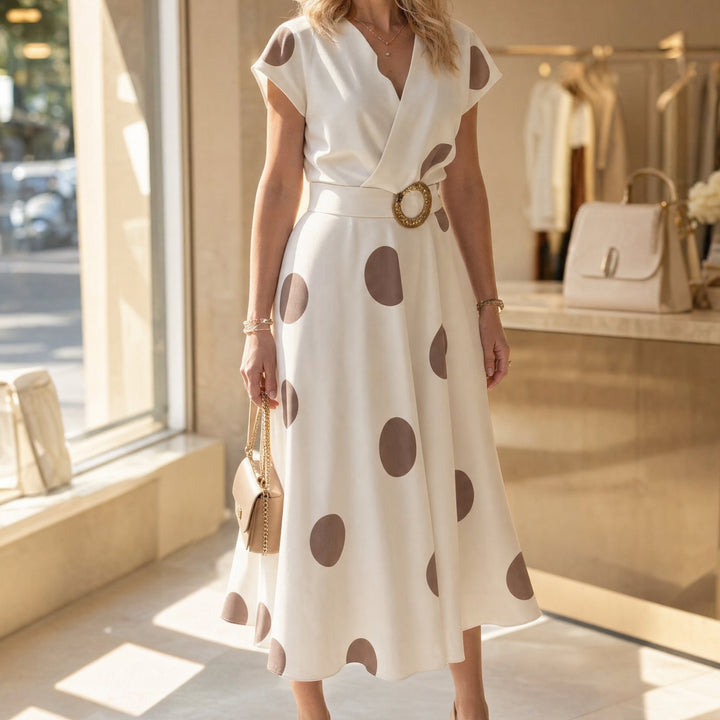 Belted Polka Dot Midi Dress