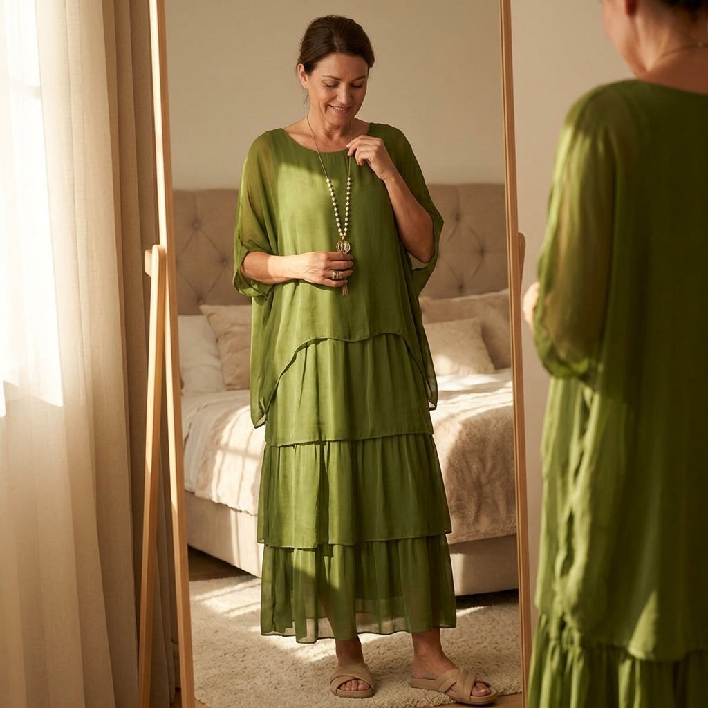Flowing Tiered Chiffon Maxi Dress
