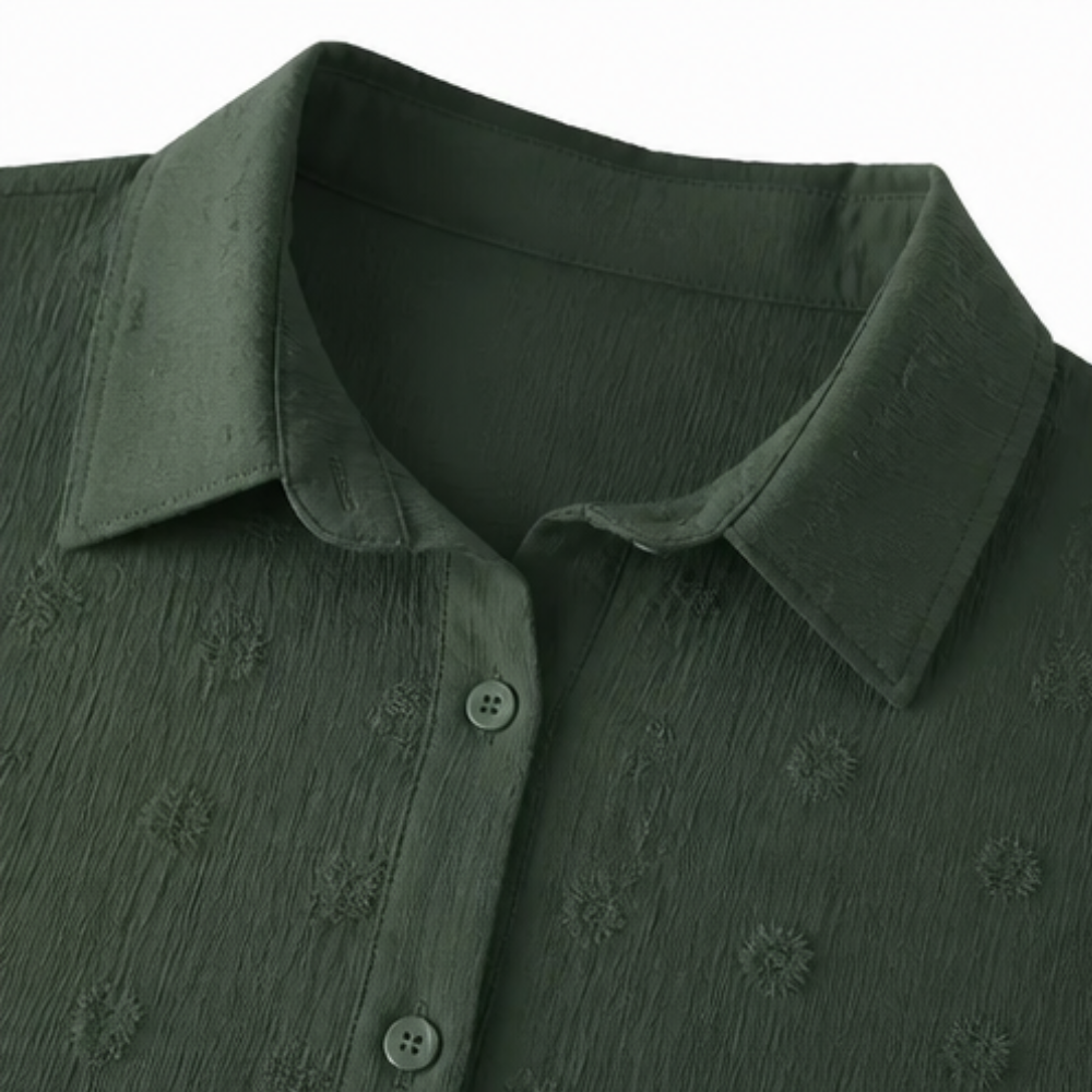 Veluna Relaxed Textured Shirt-Dress for Easy Days — View 5 | Clova