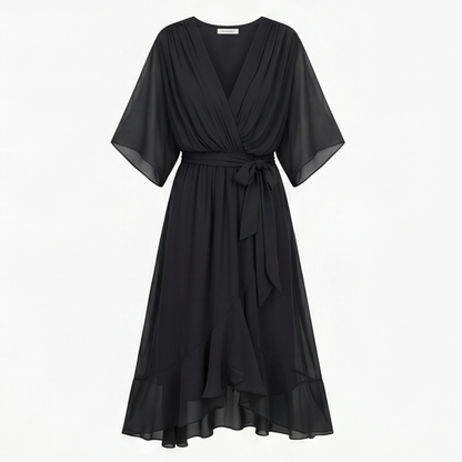 Flowing V-Neck Midi Dress — View 16 | Clova