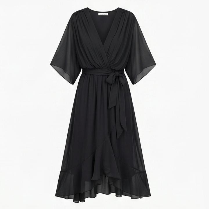 Flowing V-Neck Midi Dress — View 16 | Clova
