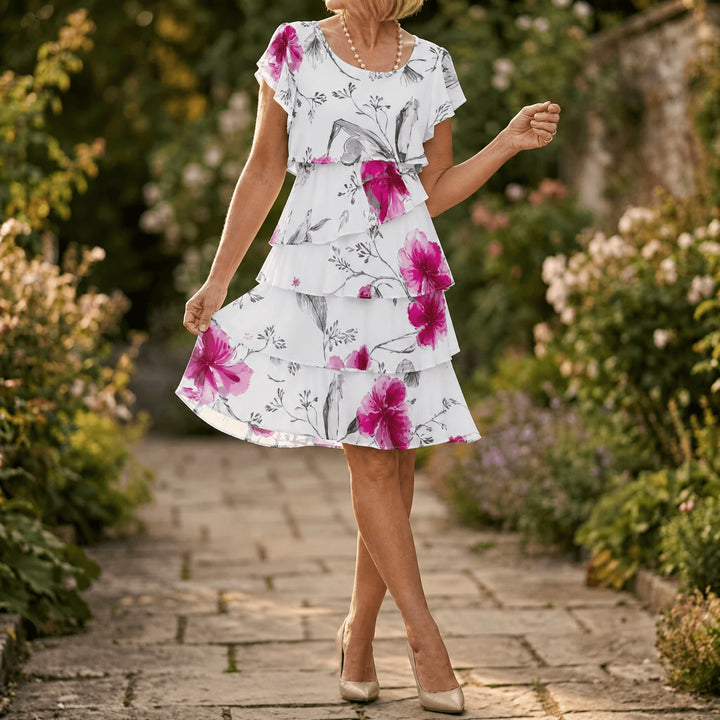 Cascading Floral Tiered Dress