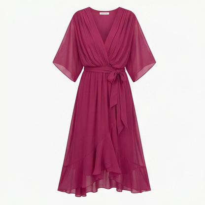 Flowing V-Neck Midi Dress — View 17 | Clova
