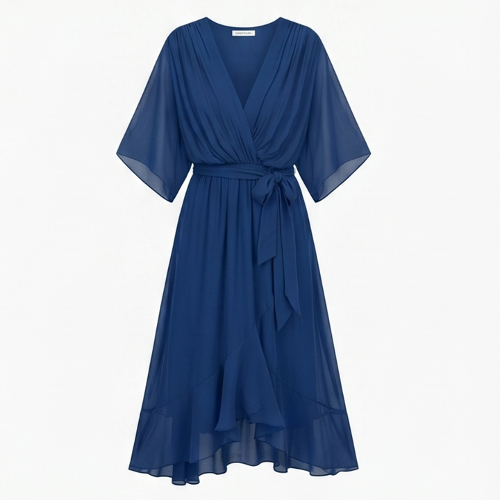 Flowing V-Neck Midi Dress — View 18 | Clova