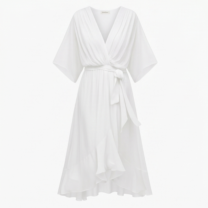 Flowing V-Neck Midi Dress — View 19 | Clova