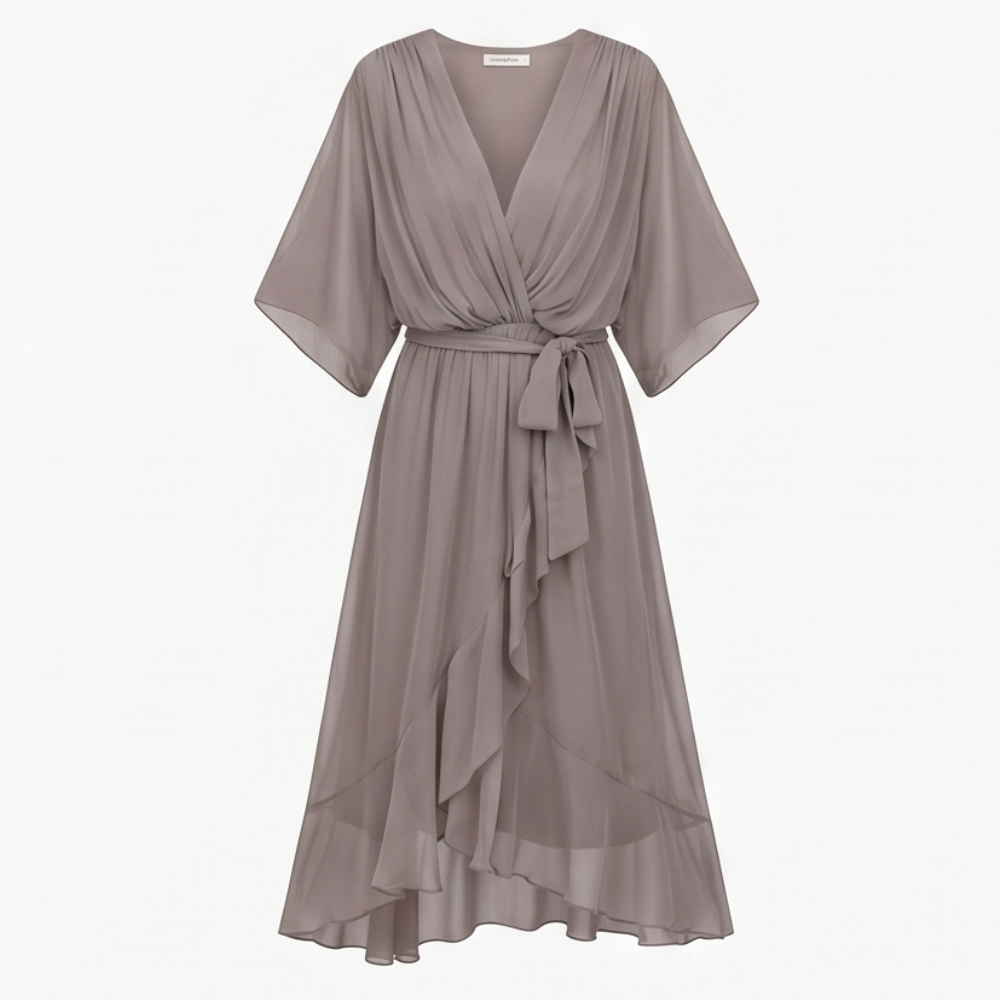Flowing V-Neck Midi Dress — View 20 | Clova
