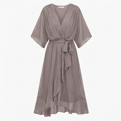 Flowing V-Neck Midi Dress — View 20 | Clova