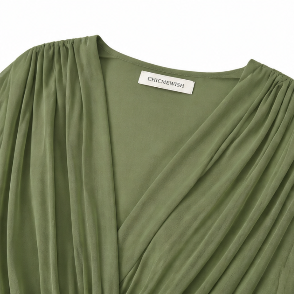 Flowing V-Neck Midi Dress — View 11 | Clova