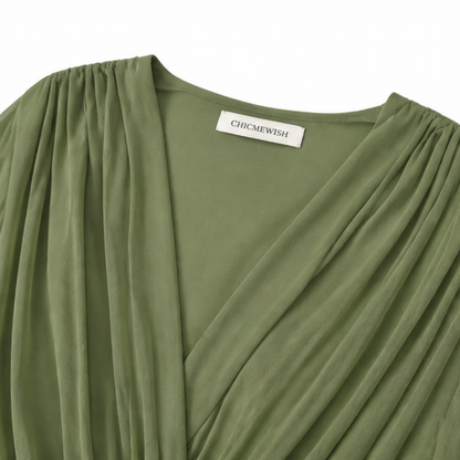 Flowing V-Neck Midi Dress — View 11 | Clova