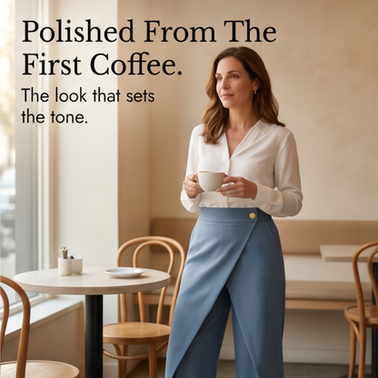 Wrap-Front Wide-Leg Pants — View 8 | Clova
