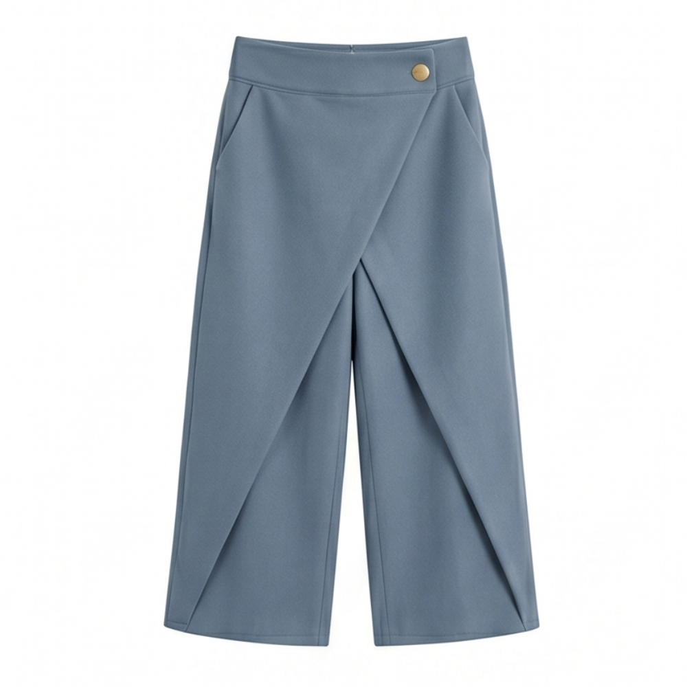 Wrap-Front Wide-Leg Pants — View 14 | Clova