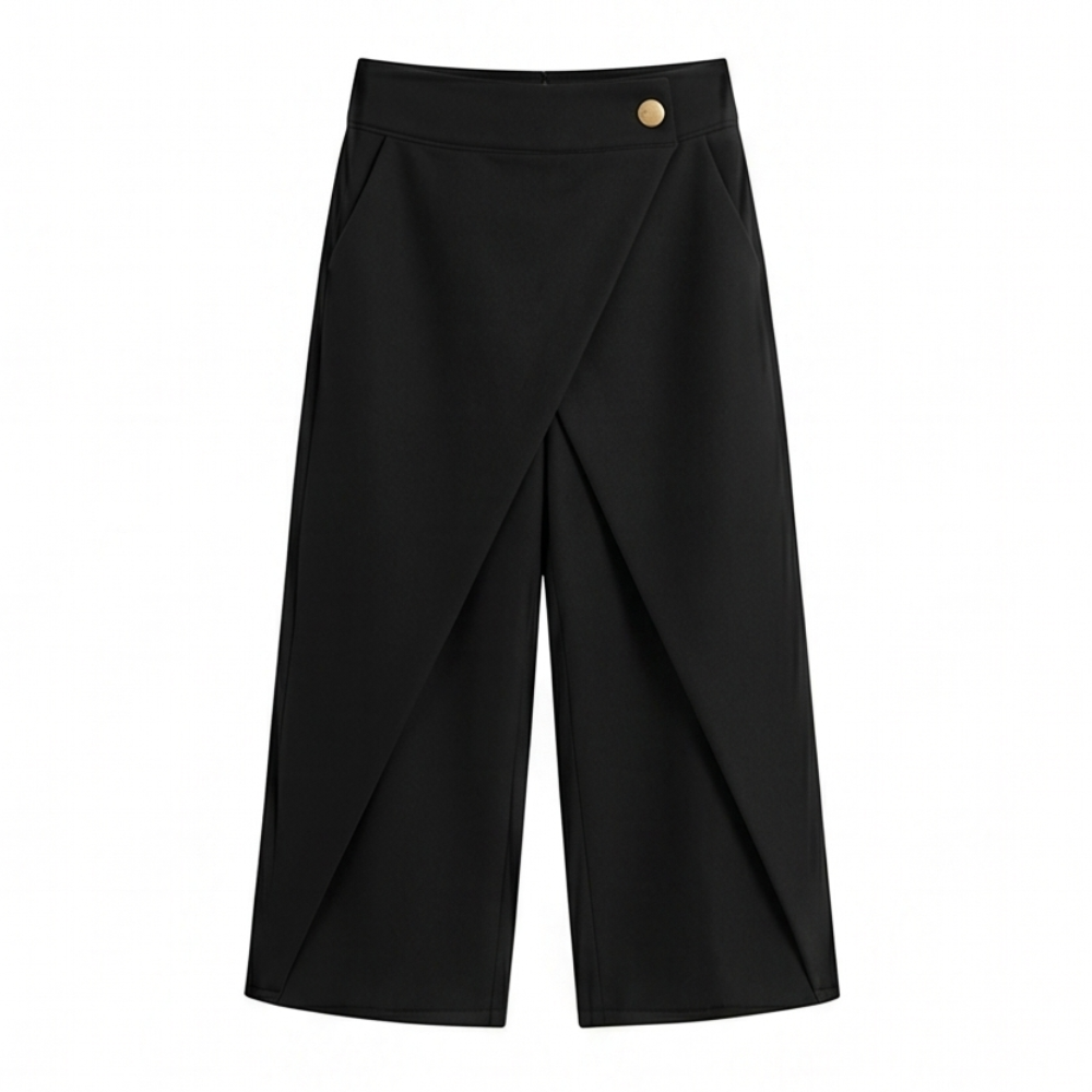 Wrap-Front Wide-Leg Pants — View 15 | Clova