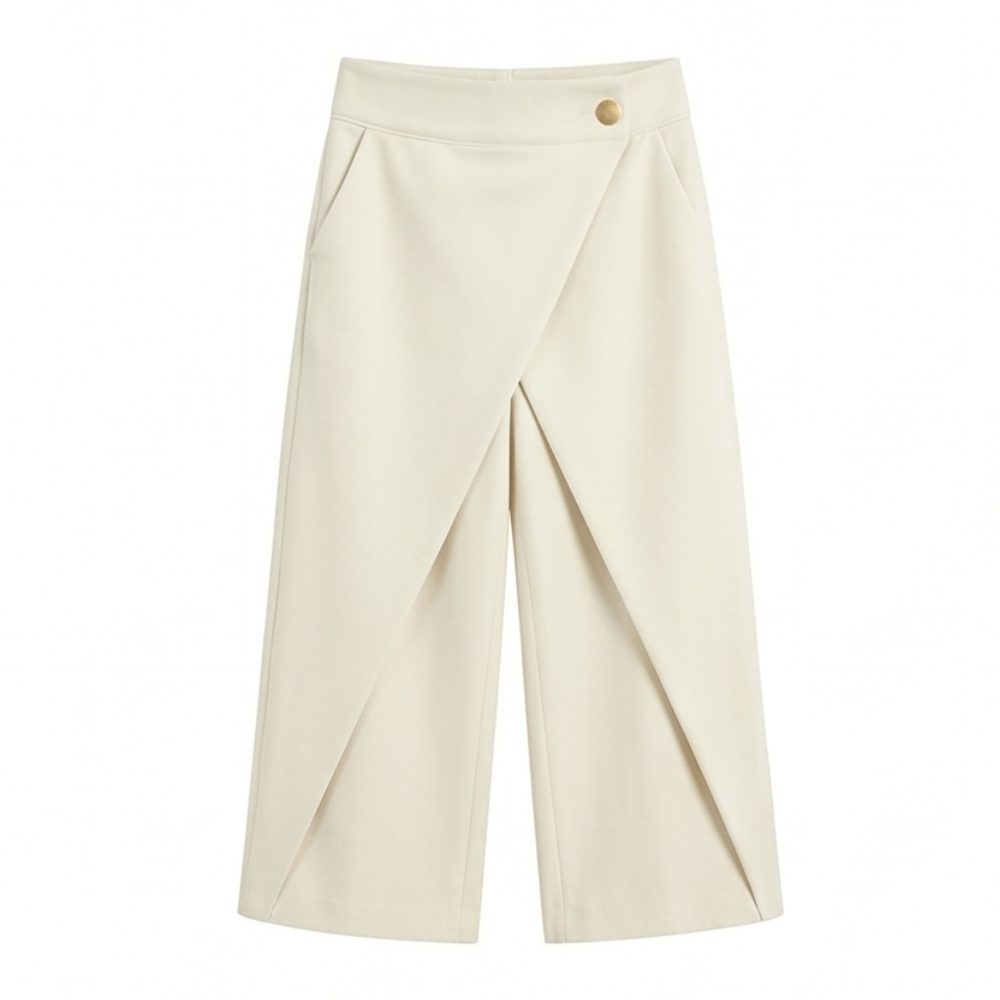 Wrap-Front Wide-Leg Pants — View 16 | Clova