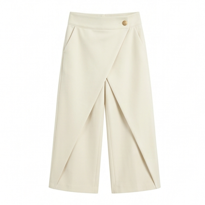 Wrap-Front Wide-Leg Pants — View 16 | Clova