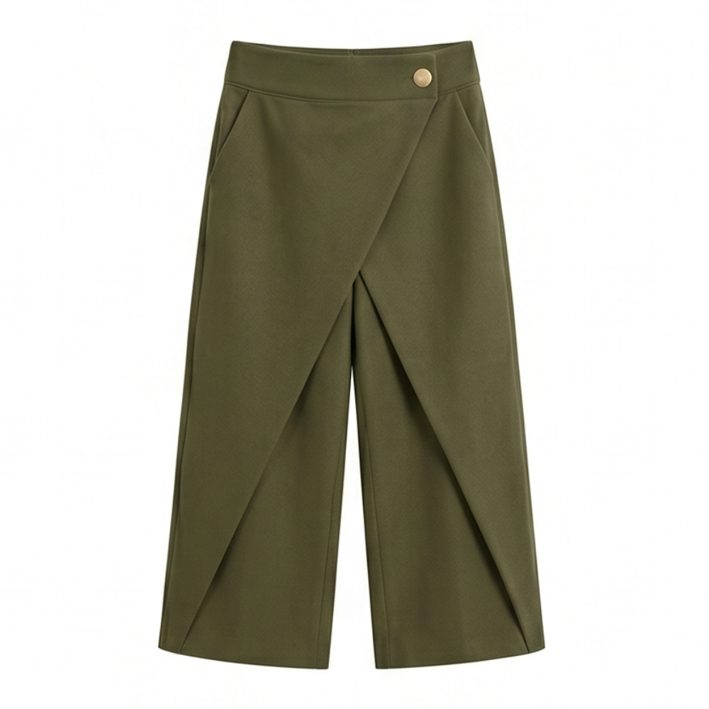 Wrap-Front Wide-Leg Pants — View 17 | Clova