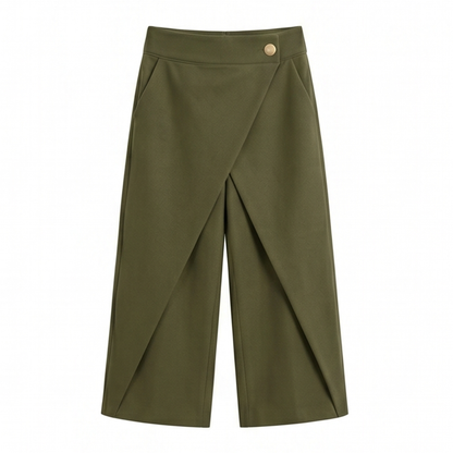 Wrap-Front Wide-Leg Pants — View 17 | Clova