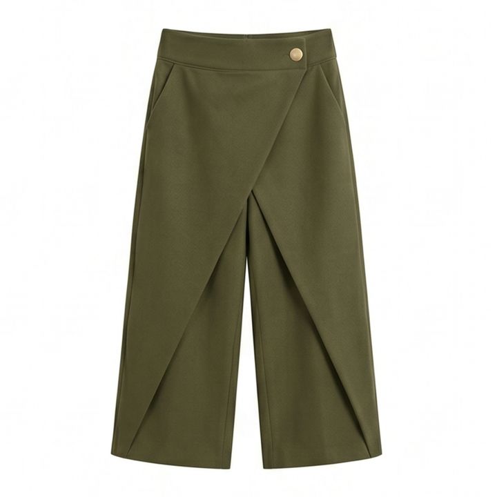 Wrap-Front Wide-Leg Pants — View 17 | Clova