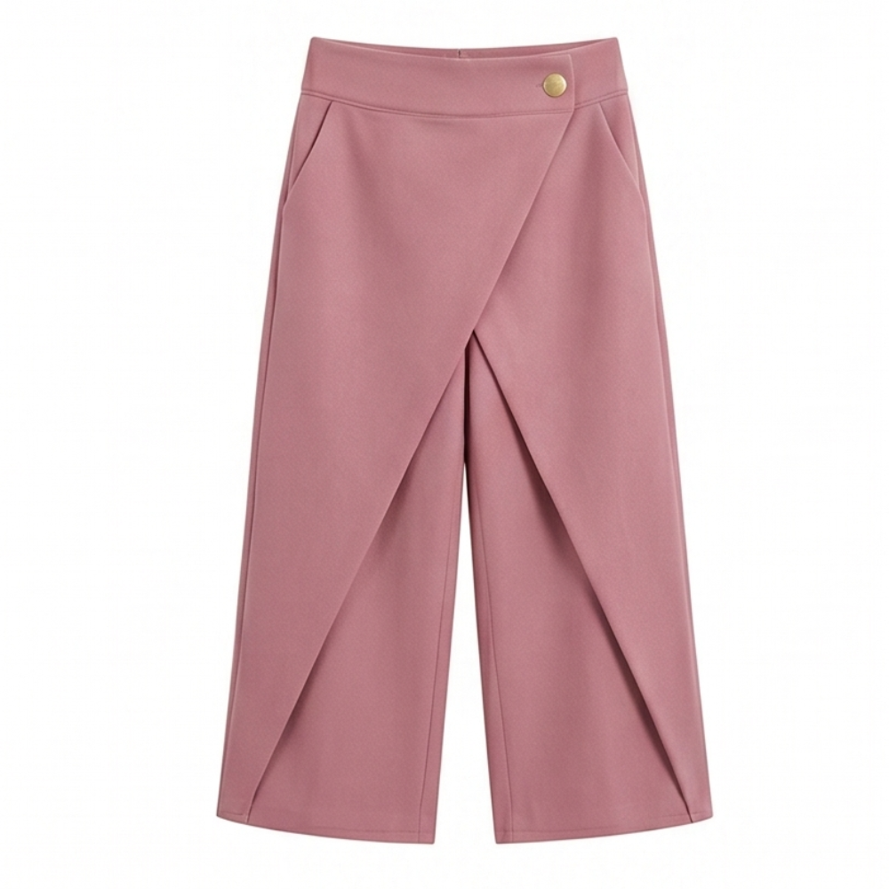 Wrap-Front Wide-Leg Pants — View 18 | Clova