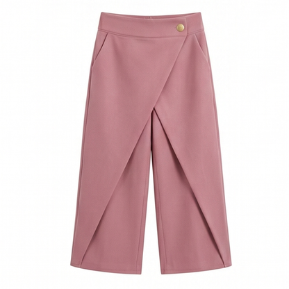Wrap-Front Wide-Leg Pants — View 18 | Clova
