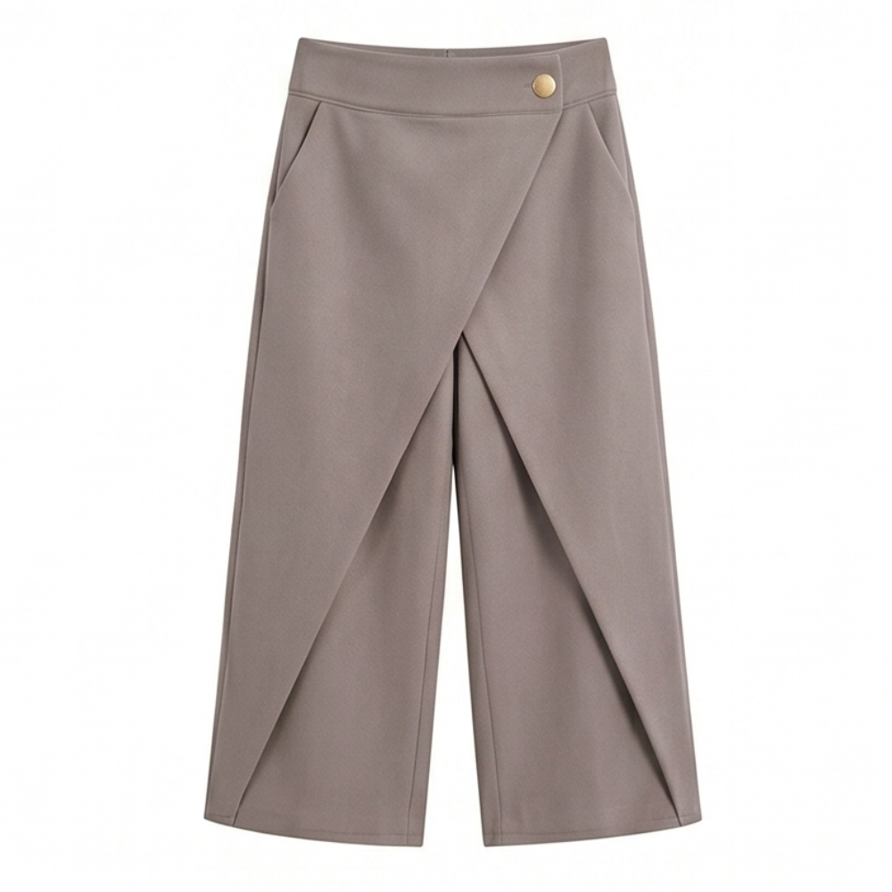 Wrap-Front Wide-Leg Pants — View 19 | Clova