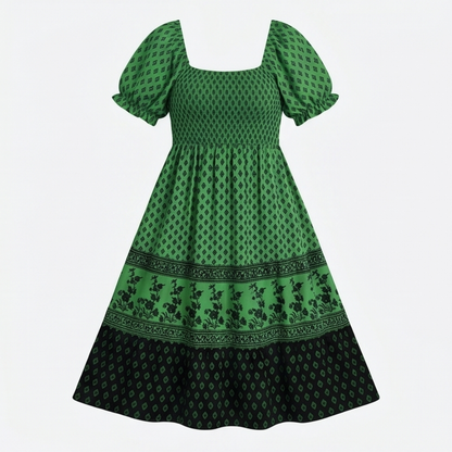 Smocked Puff Sleeve Maxi Dress — View 15 | Clova