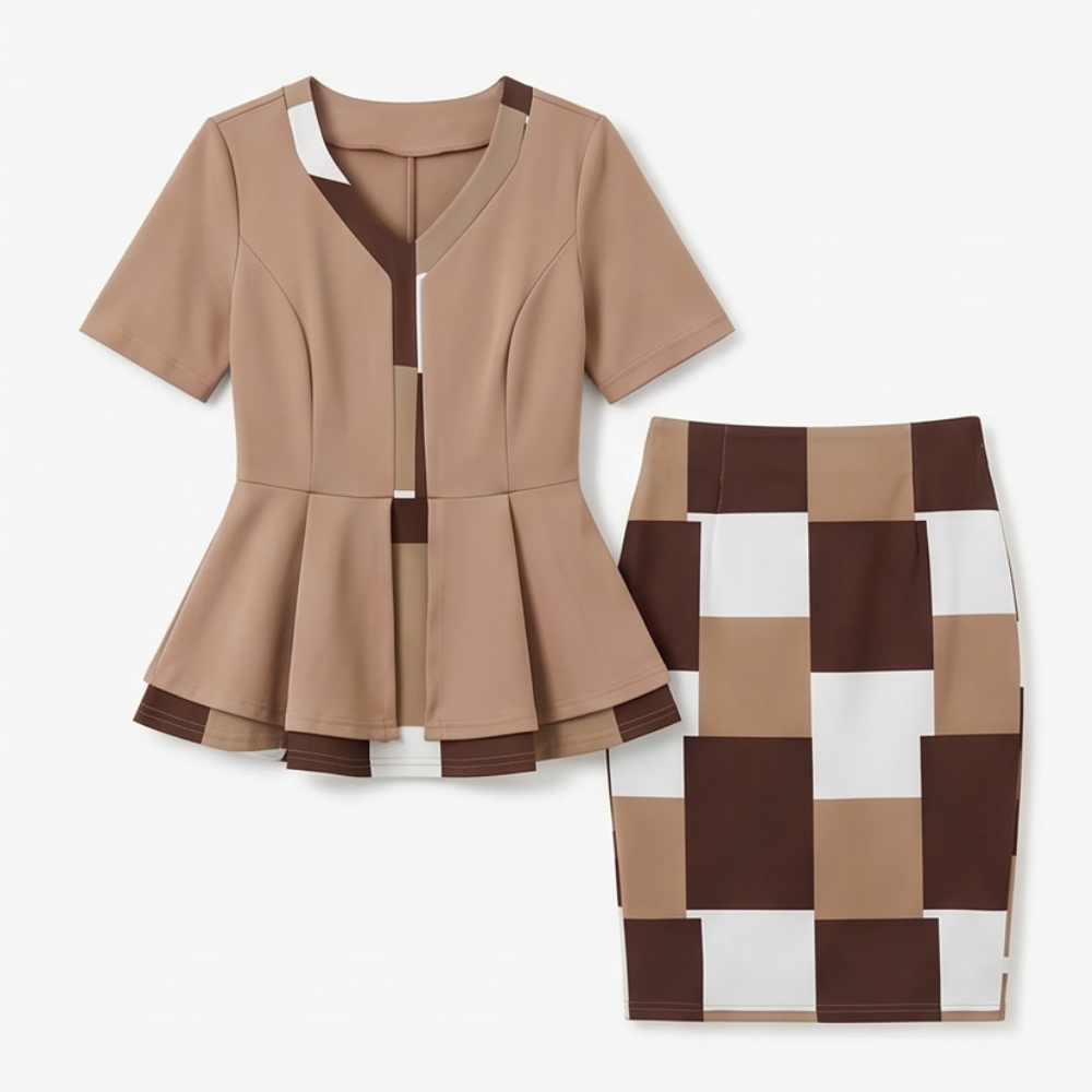 Lunavia Elegant Color-Block Peplum Set for Effortless Polish — View 14 | Clova