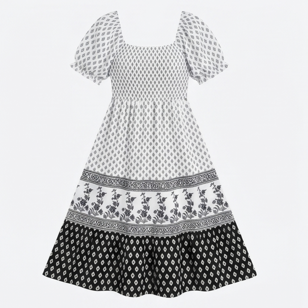 Smocked Puff Sleeve Maxi Dress — View 18 | Clova